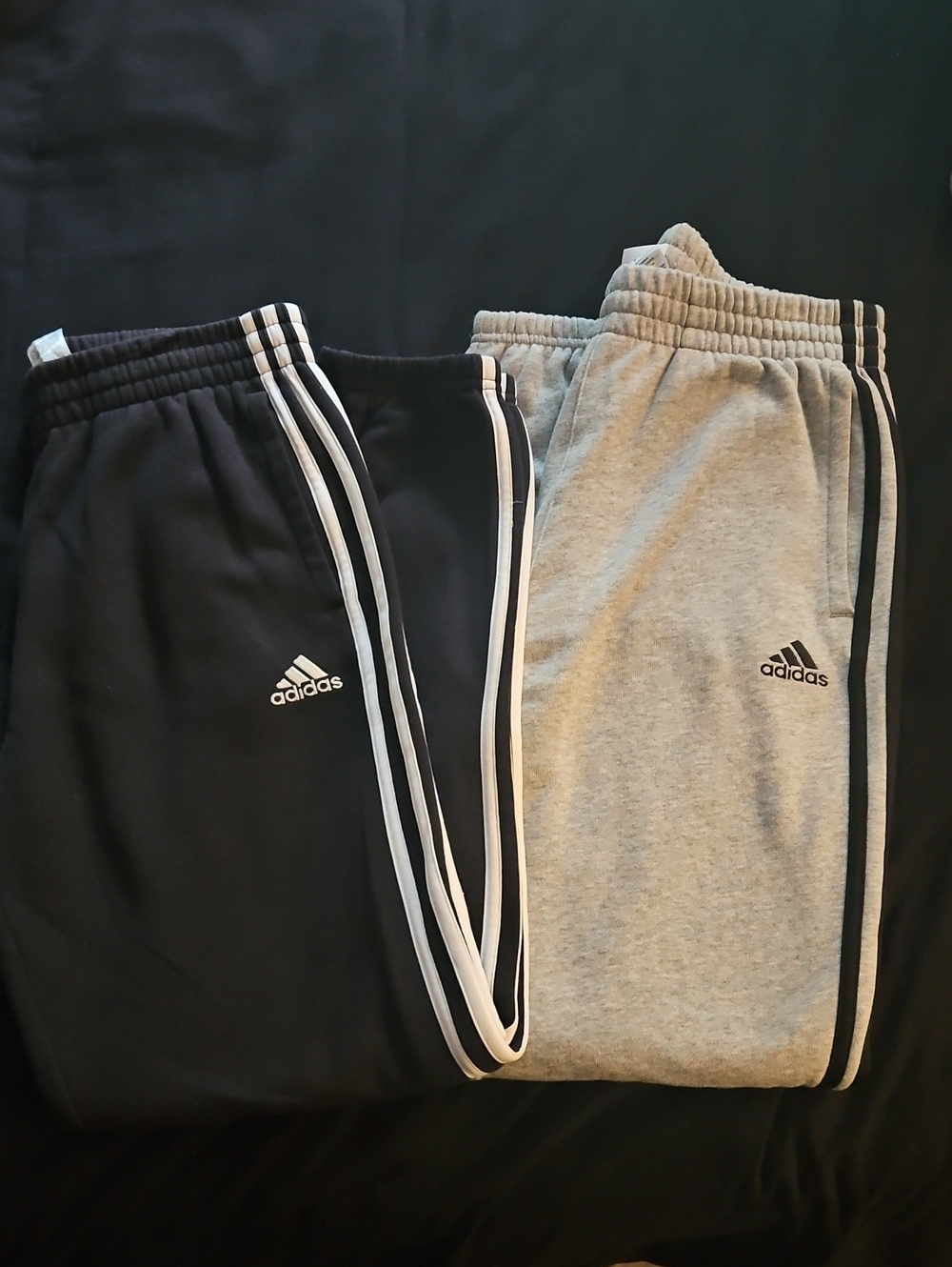 adidas Kids 2-Pack Joggers in Black & Grey with Side Stripes